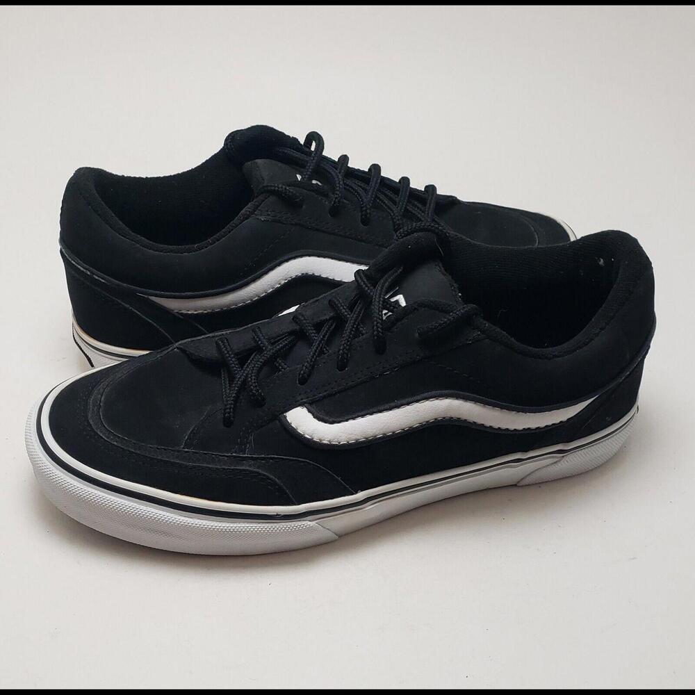 Mens Vans Vulcanized Black Canvas Low Top Skateboarding Sneakers Shoes Size 8